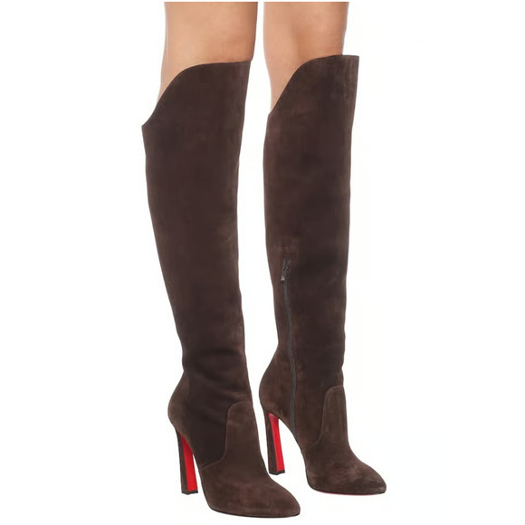 Christian Louboutin Eleonor Botta 100 Arabica Brown OTK Knee High Heel Boot 39.5 - Picture 6 of 12